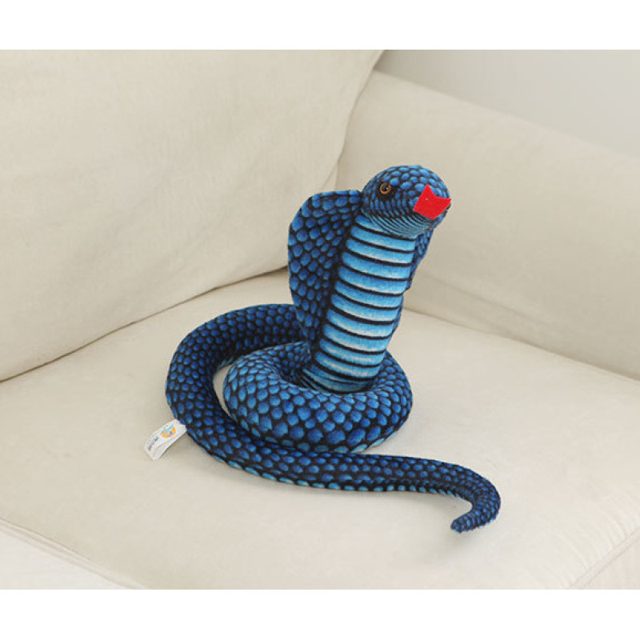 Realistic Blue Cobra Snake Plush