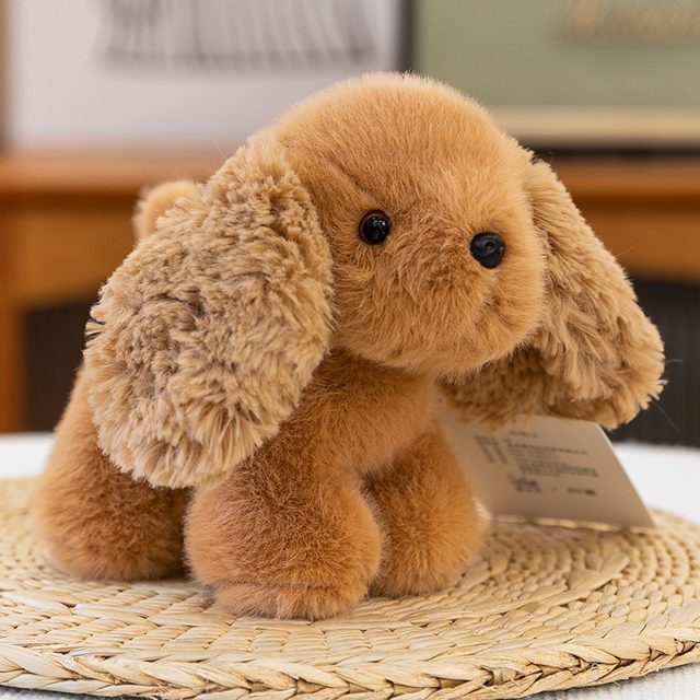 Fluffy Sitting Golden Puppy Plush