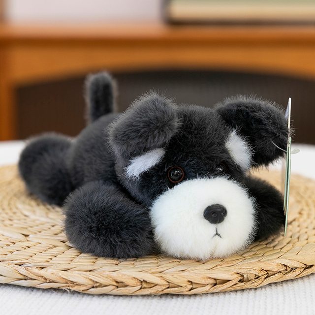 Sleepy Lying Schnauzer Puppy Plush