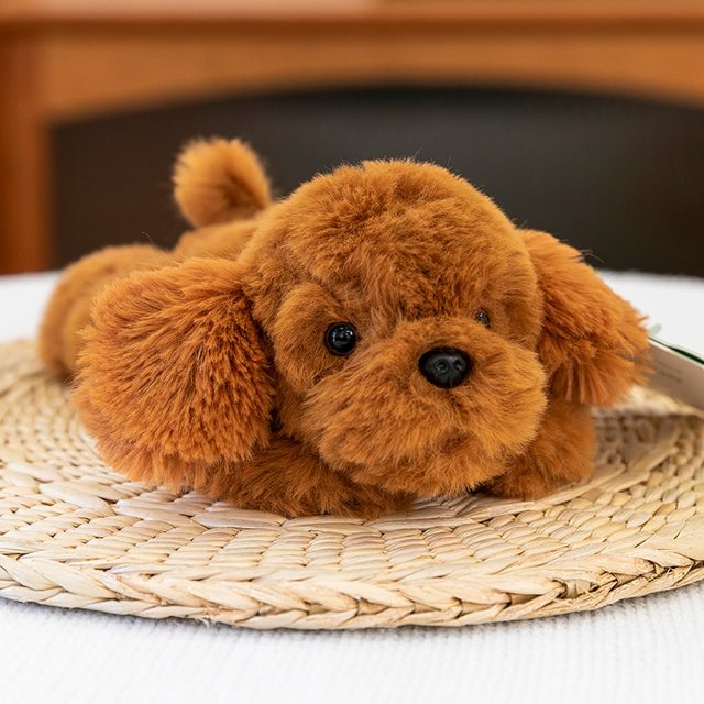 Sleepy Lying Brown Teddy Poodle Puppy Plush
