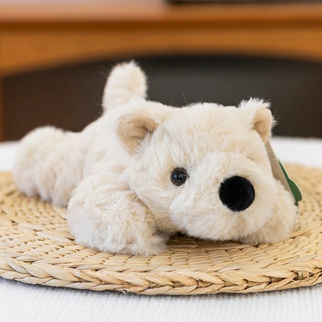Sleepy Cream Terrier Puppy Plush