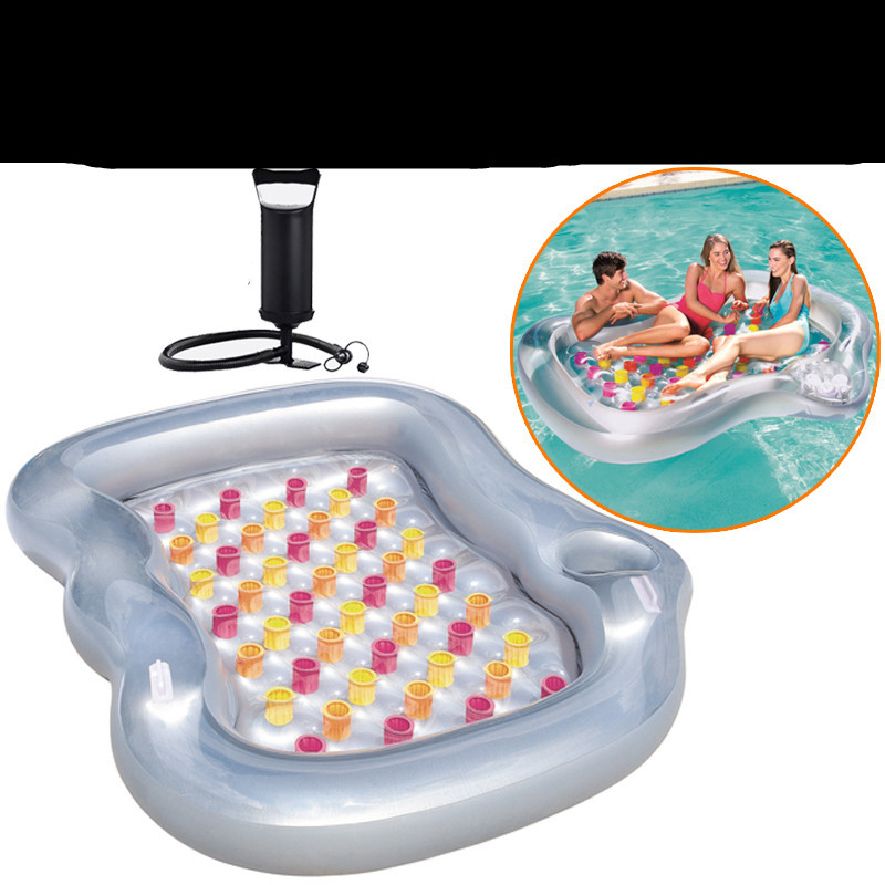 Silver Double Inflatable Pool Lounge Bed