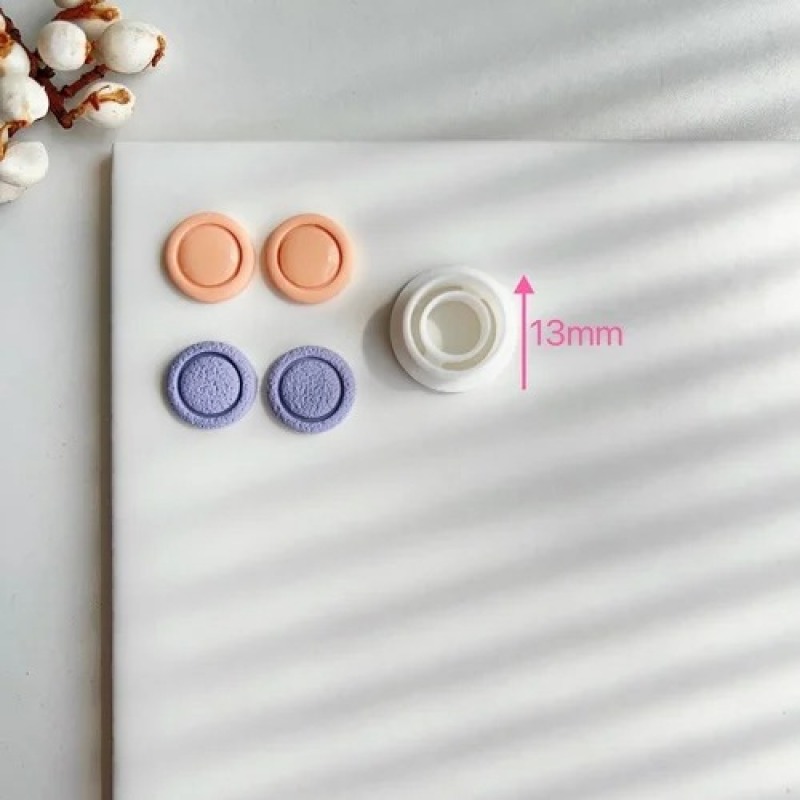 Round Bezel Stud Earring Polymer Clay Mold, 13mm