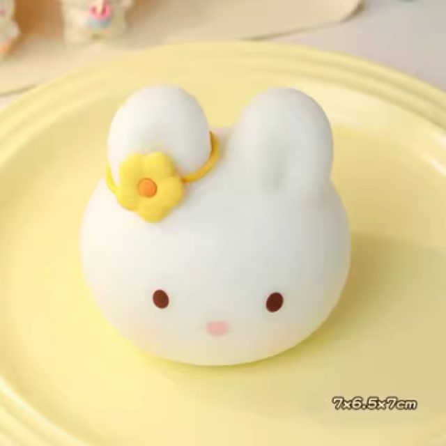 White Bunny With Yellow Daisy Squishy