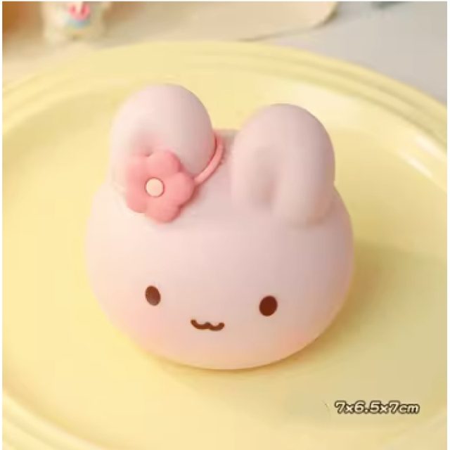 Pink Bunny With Blossom Squishy