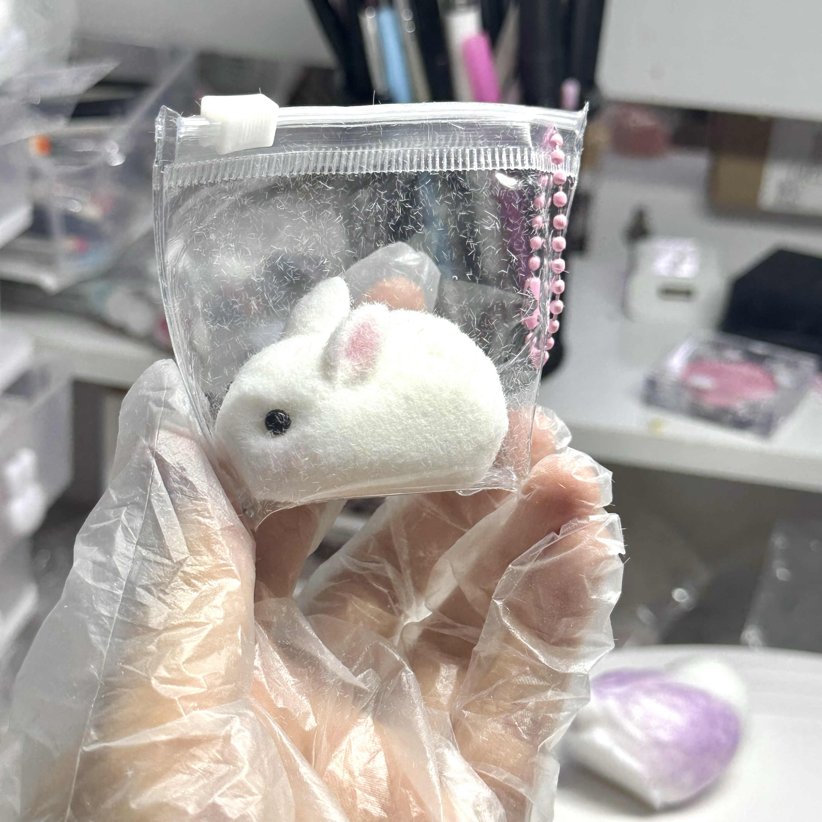 Fuzzy Flocked Bunny Plush โ photo 3