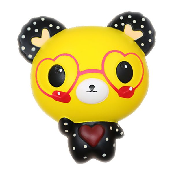 Slow-Rise Yellow Bear in Red Heart Glasses