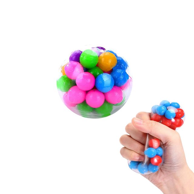 Rainbow Molecule Bead Squeeze Ball