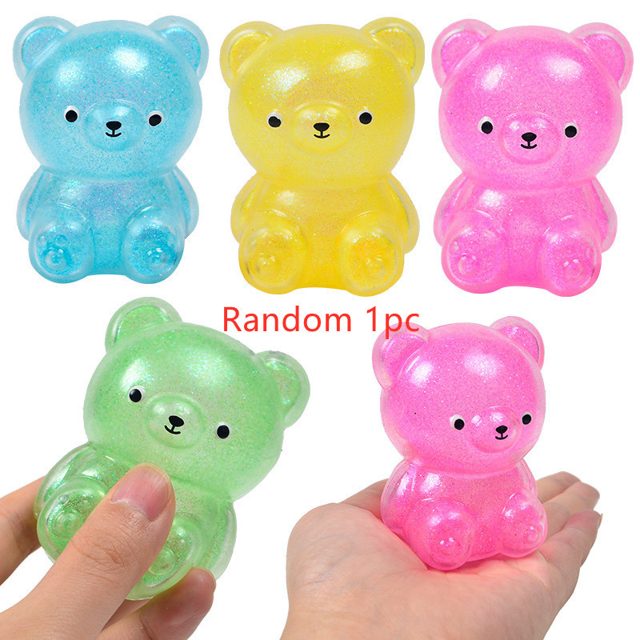 Glitter Gummy Bear Squeeze Ball