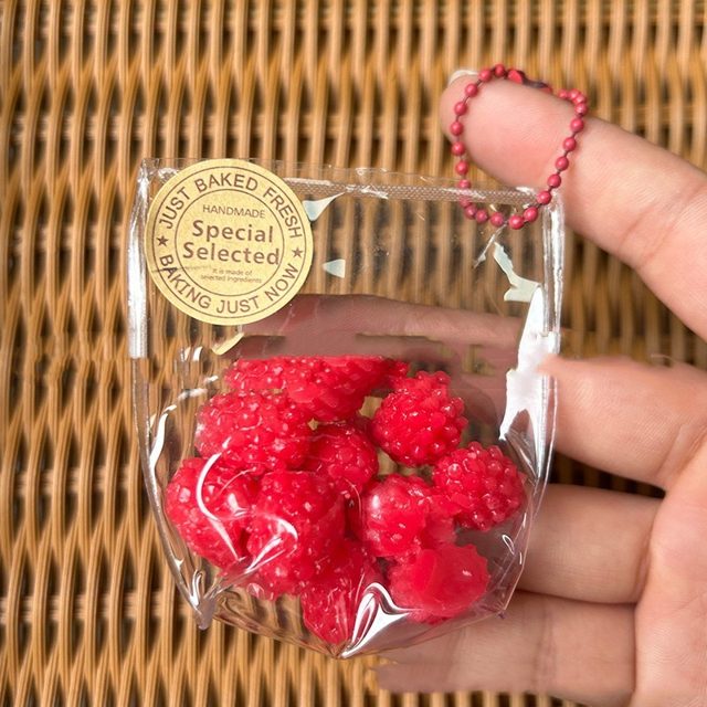Raspberry Squishy Bag Charm