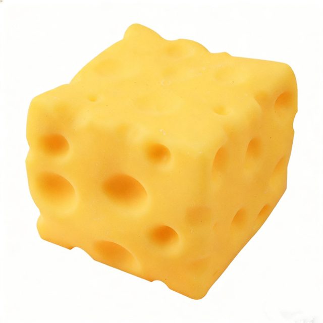 Swiss Cheese Cube Squishy (Yellow, 6cm)