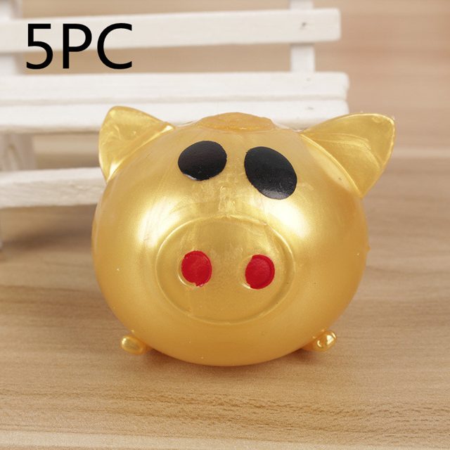 Golden Splat Pig Squeeze Ball 5-Pack