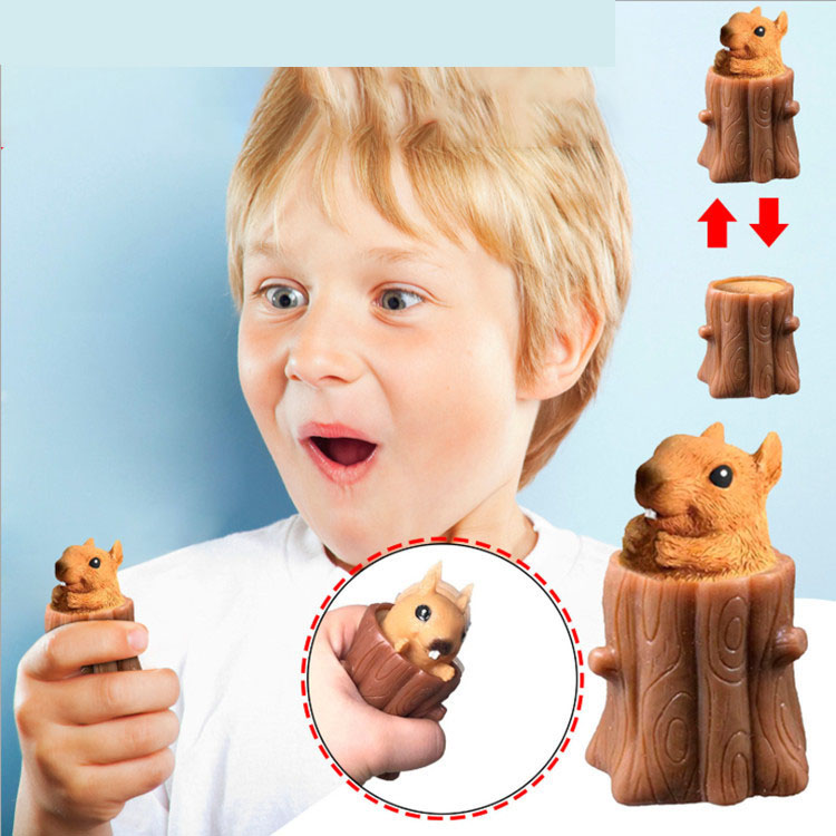 Pop-Up Squirrel Tree Stump Squeeze Toy โ photo 3