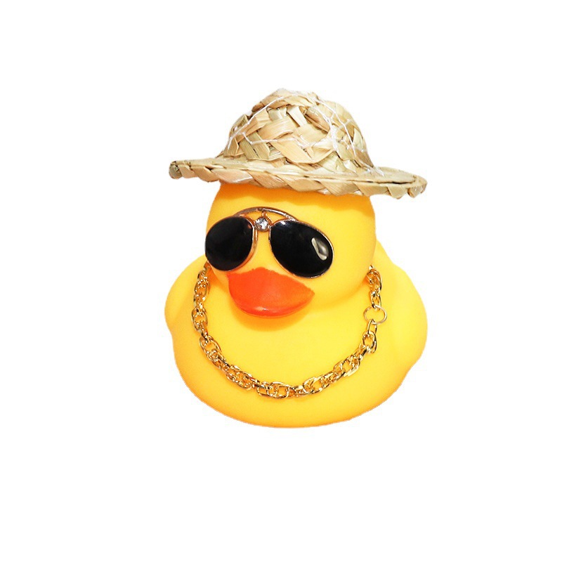 Straw Hat Yellow Duck Car Dashboard Toy โ photo 5