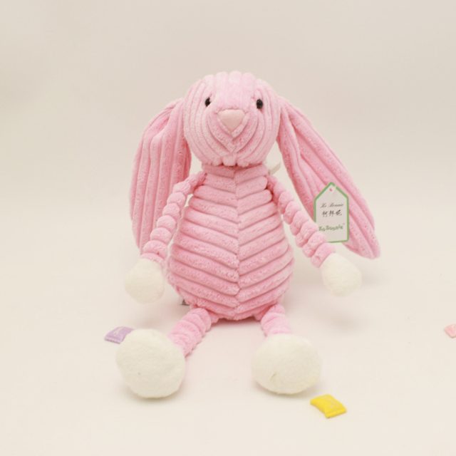 Ribbed Corduroy Pink Bunny Plush
