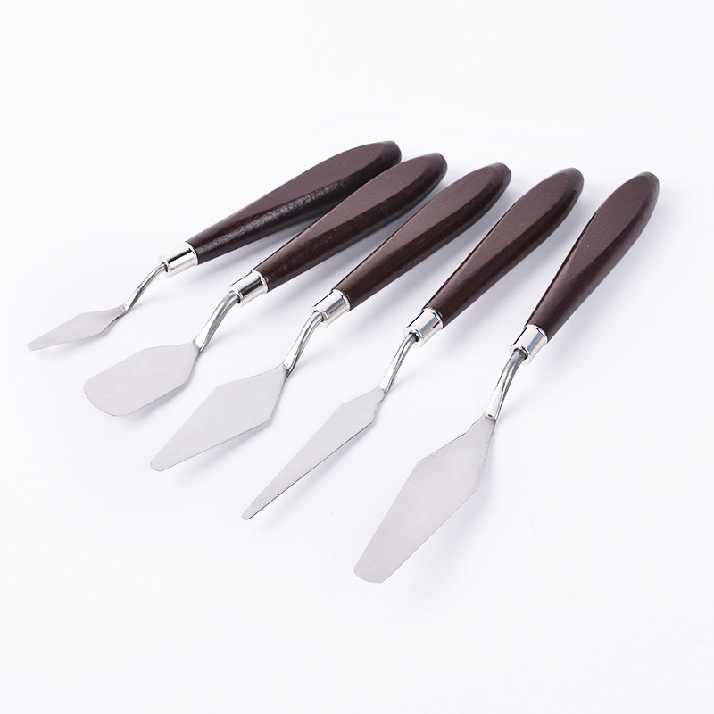 Wood-Handle Palette Knife Set for Clay, 5 Pieces