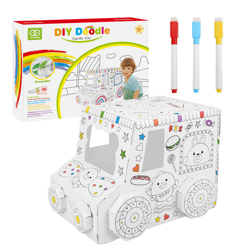 DIY Coloring Cardboard Candy Car Kit