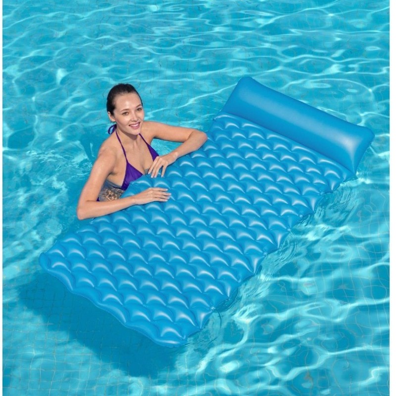 Roll-Up Bubble Pool Air Mat with Pillow