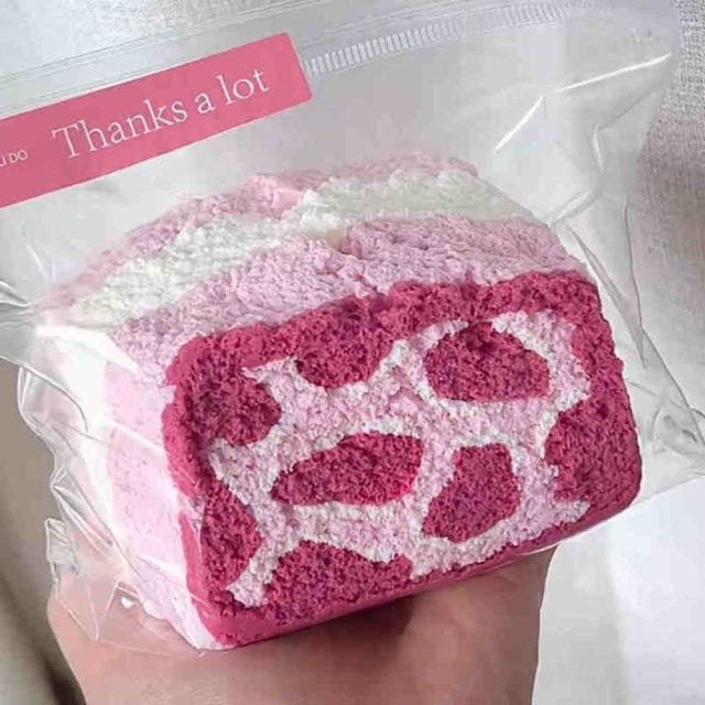 Fuzzy Pink Leopard Cake Loaf Squishy