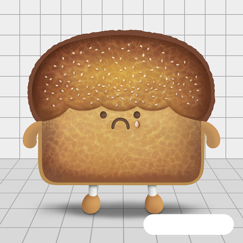 Sad Toast Bread Slice Plush Pillow