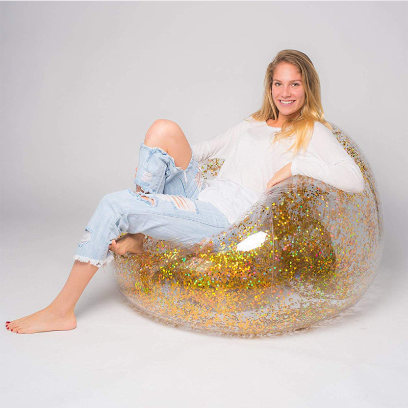 Gold Glitter Confetti Inflatable Lounge Chair
