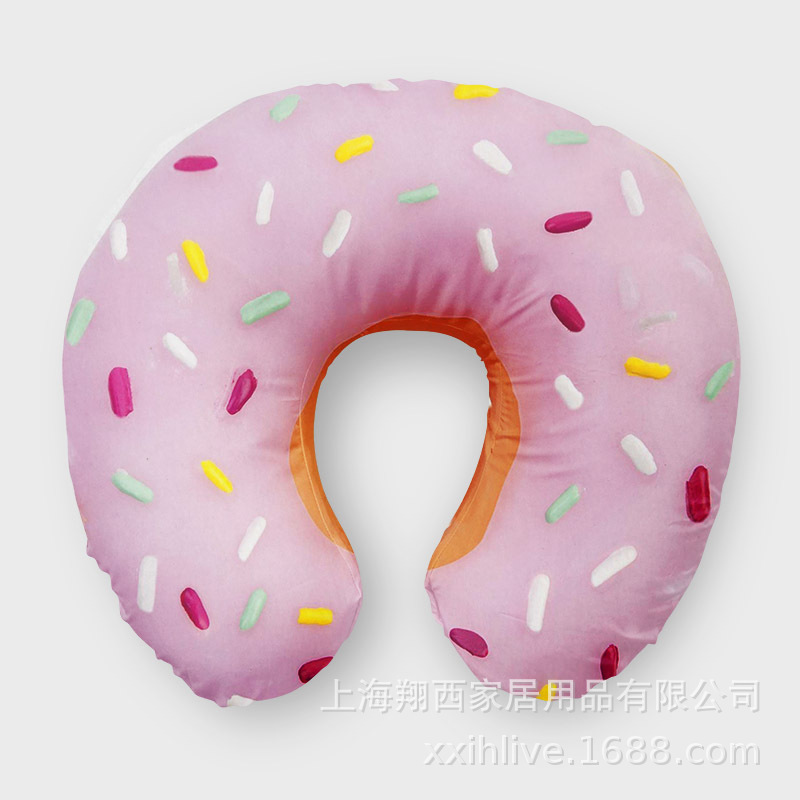 Pink Sprinkle Donut U-Shaped Travel Pillow