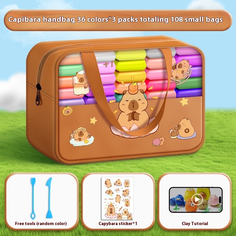 Capybara Air-Dry Clay Set, 36 Colors in Carry Bag