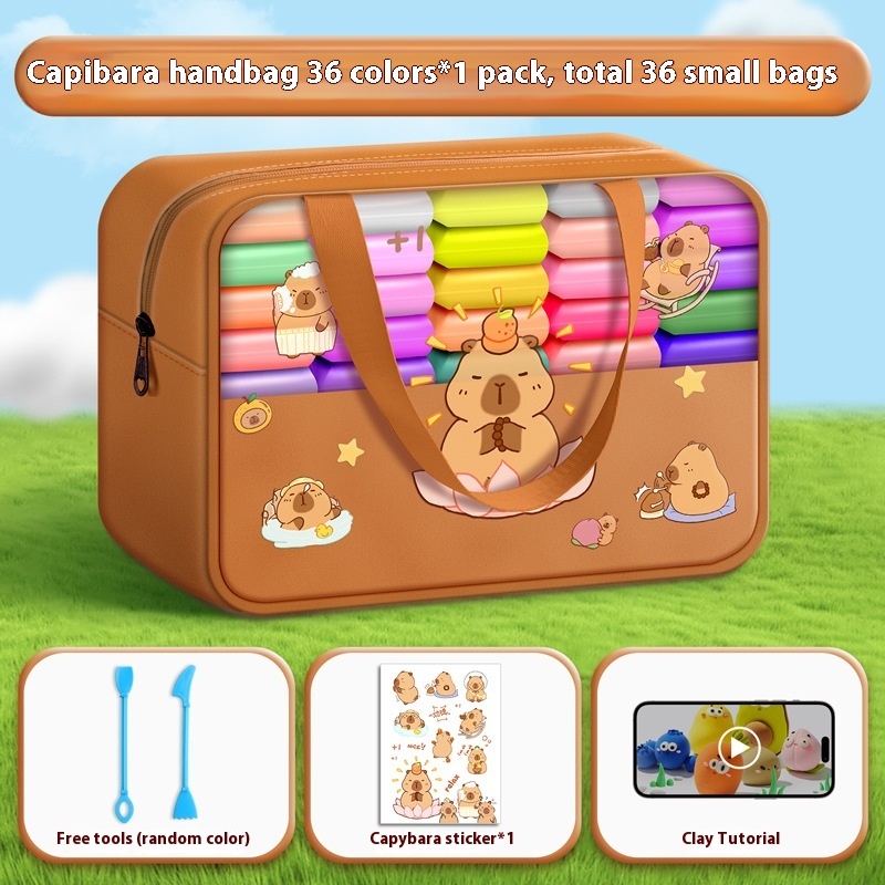 Capybara Air-Dry Clay Set, 36 Colors in Carry Bag โ photo 3