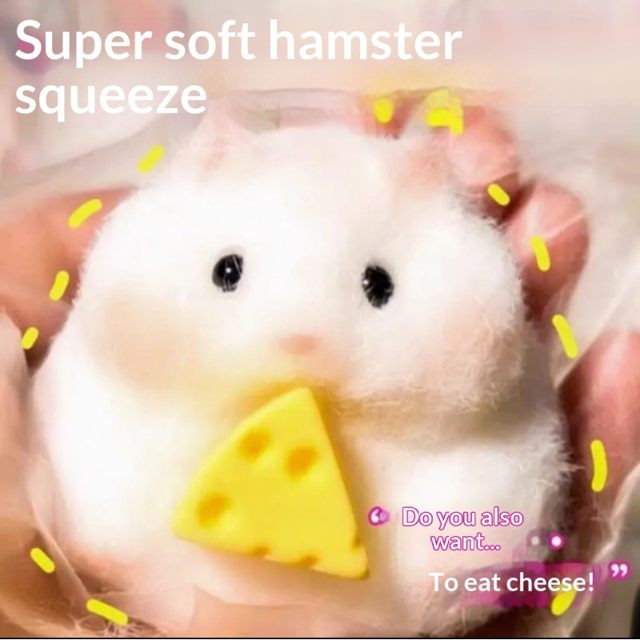 Fuzzy White Hamster Plush With Cheese