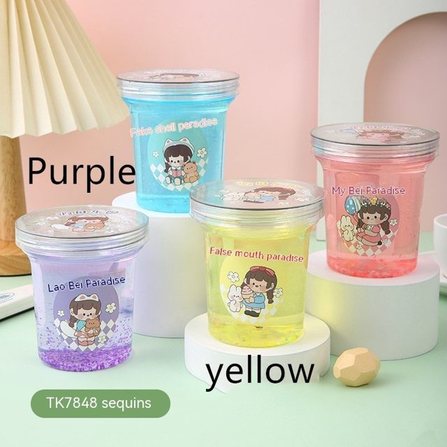 Yellow Glitter Sequin Slime Cup