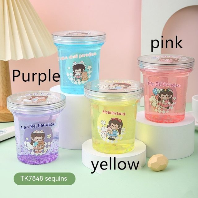 Pink Glitter Sequin Slime Cup