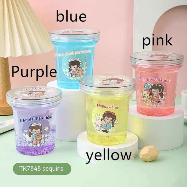 Blue Glitter Sequin Slime Cup