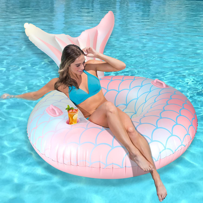 Pink Mermaid Tail Inflatable Pool Lounger