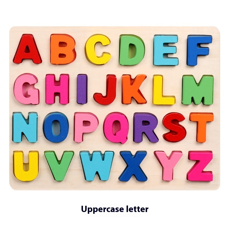Wooden Uppercase Alphabet Chunky Puzzle Board