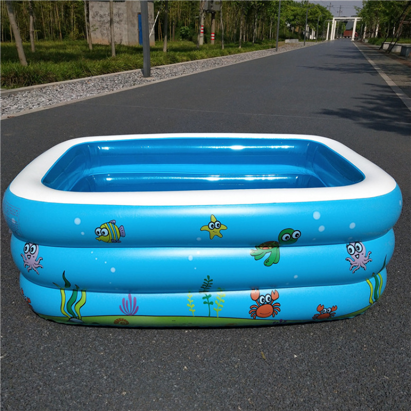 Rectangular Ocean-Print Inflatable Kiddie Pool — photo 2
